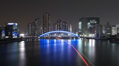 cityscape artificial lights night long exposure Bridge