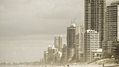 cityscape beach People low saturation Surfers Paradise sepia