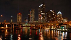 cityscape building Bridge lights river reflection tampa Florida
