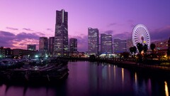 cityscape Ferris Wheel skyscraper river Tokyo