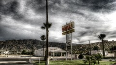 cityscape hdr motel palm trees