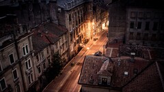 cityscape Rijeka croatia high angle street light rooftops urban