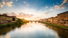 cityscape river Bridge building sunset firenze Florence Italy