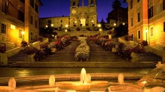 cityscape Spanish Steps Rome night City Italy steps City Lights
