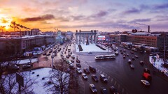 cityscape St. Petersburg Moscow Triumphal Gate City traffic