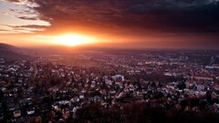 cityscape sunset bird's-eye view sky clouds sunlight germany