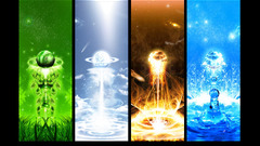 collage four elements nature fire water air Earth