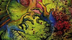 colorful digital art painting hands psychedelic Flowers rose