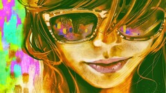 colorful glasses face Women artwork women with glasses