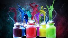 colorful paint splatter digital art paint can