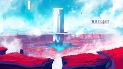 concept art artwork digital art video games Duelyst cyan red
