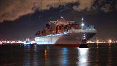 container ship ship vehicle night Harbor