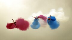 contrails airshows smoke vehicle Aircraft red white blue planes