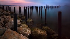 cyprus coastline rock pier long exposure landscape