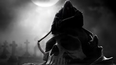 death grim reaper skull monochrome fantasy art