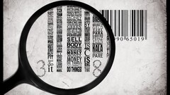 demotivational Lyrics magnifying glasses barcode Typography