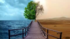 desert Sea Trees pier splitting digital art nature
