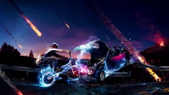 digital art Car vehicle bicycle fire Crash bmx 3d Collision