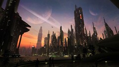 digital art Matte painting concept art urban cityscape City