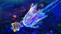 digital art underwater bubbles Adam Spizak fish Sea kissing