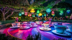 Disneyland theme parks Trees lantern cup California colorful