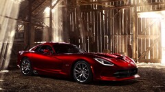 dodge viper Dodge red cars vehicle Car barn beams hay sun rays