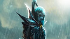 Dota 2 phantom assassin PC gaming fantasy girl cyan