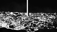 drawing monochrome apocalyptic cityscape monolith