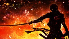 Drifters Anime fire sword dark glowing eyes Katana