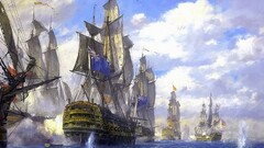 England Spain cannons painting naval battles sailing ship