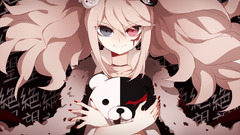 enoshima junko anime girls teddy bears painted nails