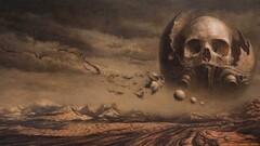 fantasy art artwork landscape skull sky Mountains