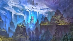 fantasy art castle landscape Mountains artwork glaciers river
