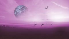 fantasy art digital art Animals space art pink magenta
