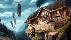 fantasy art fishing rod House artwork