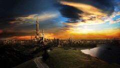 fantasy art mosque City landscape digital art fantasy city road