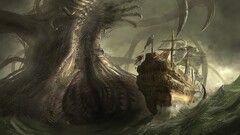 fantasy art sea monsters ship Sea creature