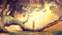 fantasy art Women artwork anime girls Anime Beige sun rays