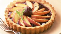 food dessert cherries (food) cake fork