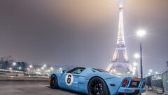 ford gt Car Eiffel Tower Paris blue cars Ford GT mk I