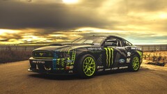 Ford mustang hoonigan Monster Energy colored wheels