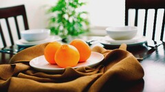 fruit orange (fruit) plates table