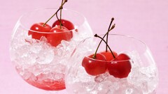 glass ice cherries (food) fruit red