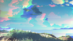 glitch art pixel sorting clouds digital art