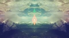 glitch art symmetry nature digital art sky Mountains