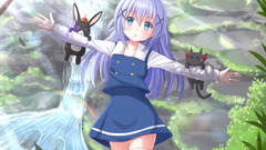 Gochuumon wa Usagi Desu ka? Kafuu Chino anime girls waterfall