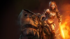 golden axe fantasy girl video games video game art sword fire