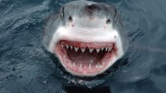 great white shark) smiling fish Animals