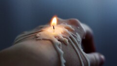 hands Candles fire Wax