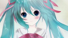 hatsune miku vocaloid blue hair ribbon blue eyes Anime cyan hair